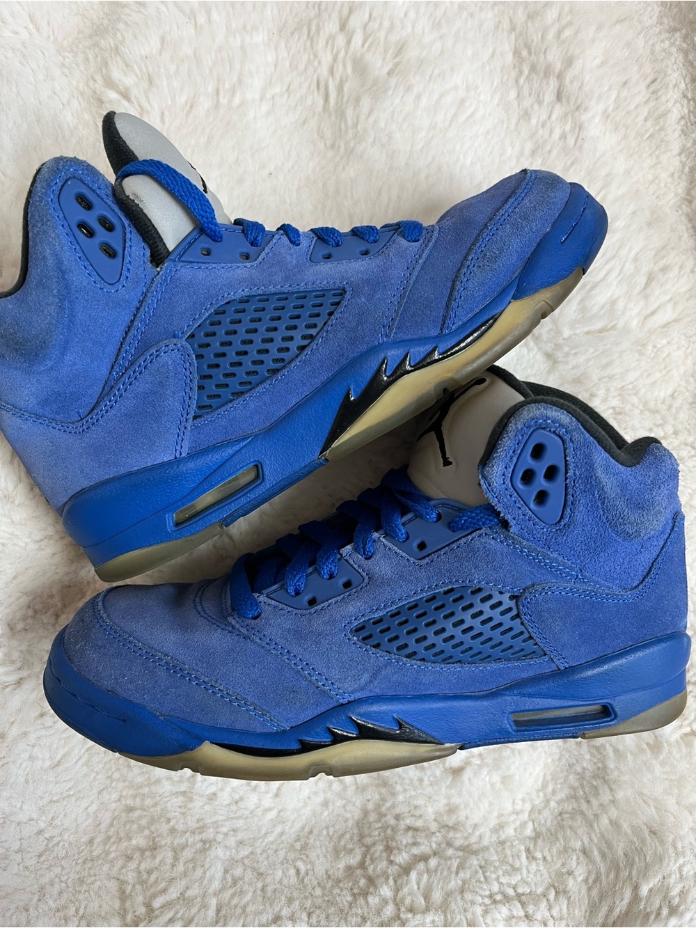 Nike Air Jordan 5 Retro BG Blue Suede 440888-401 Youth Size 4Y Ladies Size 5.5